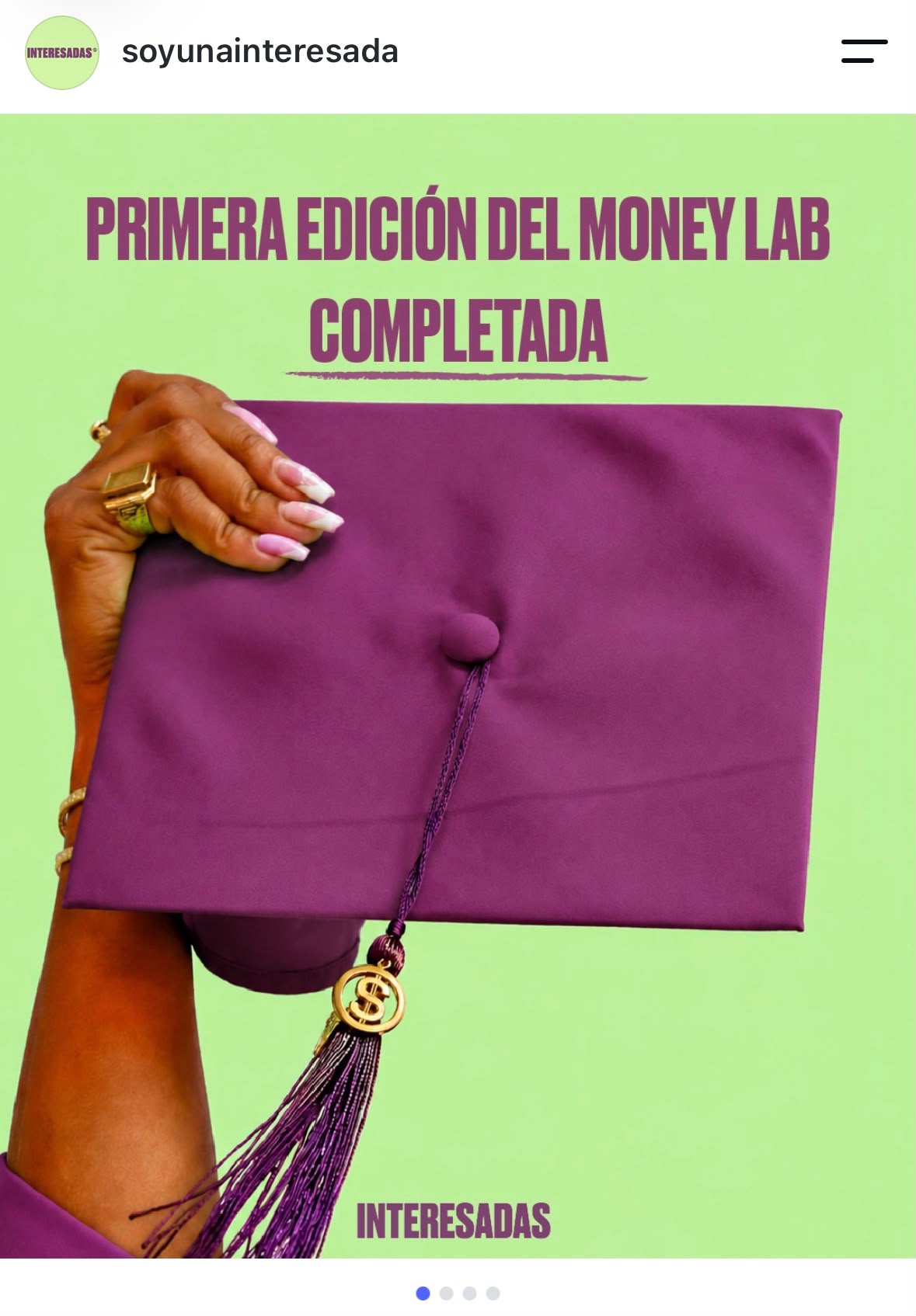 Captura completa de LinkedIn sobre la primera edición del Money Lab de Interesadas